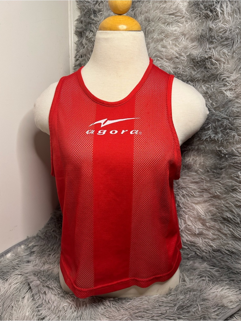 agora Manchester Red Mesh Tank Top